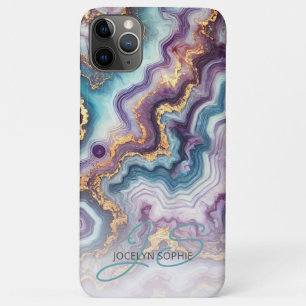 Donker Paarse Blauwgroen Blauw Goud Marmeren Kunst Case-Mate iPhone Case