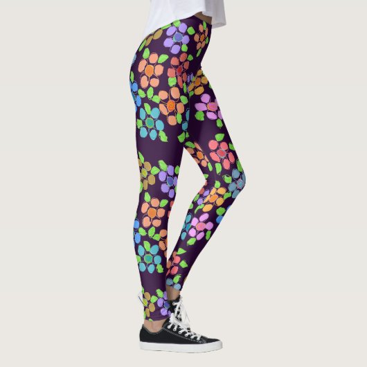 Donker Paarse bloeiende Leggings (Rechts)