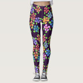 Donker Paarse bloeiende Leggings (Voorkant)