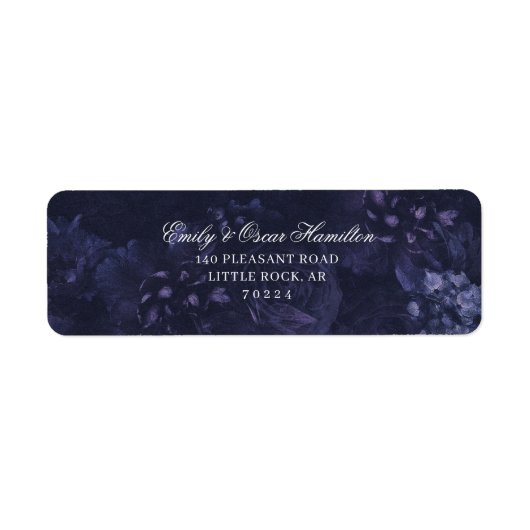 Donker Paarse Bloem Gothic Boho Retouradres Etiket (Voorkant)
