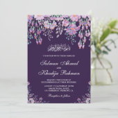 Donker Paarse bloemblaadje islamitisch moslim brui Kaart (Staand voorkant)