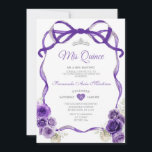 Donker Paarse Bloemen Boog Lint Zilver Mis Quince Kaart<br><div class="desc">EDITABLE Donker Paarse Bloemen Boog Lint Zilver Mis Quince Invitation Elegant Quinceañera Donker Paarse Bloemen Prinses Verjaardagsuitnodiging Mis Quince 15 Anos,  16e Verjaardagsfeest</div>