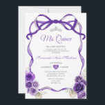 Donker Paarse Bloemen Boog Lint Zilver Mis Quince Kaart<br><div class="desc">EDITABLE Donker Paarse Bloemen Boog Lint Zilver Mis Quince Invitation Elegant Quinceañera Donker Paarse Bloemen Prinses Verjaardagsuitnodiging Mis Quince 15 Anos,  16e Verjaardagsfeest</div>