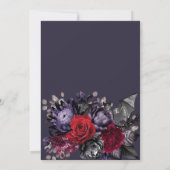 Donker Paarse Bloemen & Zilveren Web Bruidslunch Kaart (Achterkant)