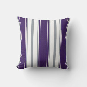 Donker Paarse Denim Bleke Grey Stripes Patroon Kussen