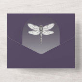 Donker Paarse Dragonfly Wedding All In One Uitnodiging (Achterkant)