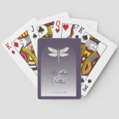 Donker Paarse Dragonfly Wedding Favoriet Pokerkaarten (Achterkant)