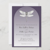 Donker Paarse Dragonfly Wedding Kaart (Voorkant)