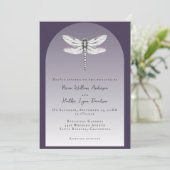Donker Paarse Dragonfly Wedding Kaart (Staand voorkant)
