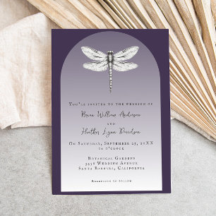 Donker Paarse Dragonfly Wedding Kaart