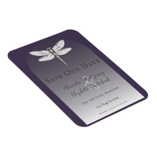 Donker Paarse Dragonfly Wedding Magneet (Rechterzijde)