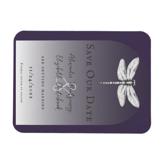 Donker Paarse Dragonfly Wedding Magneet (Horizontaal)