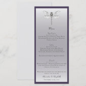 Donker Paarse Dragonfly Wedding Menu (Voorkant / Achterkant)