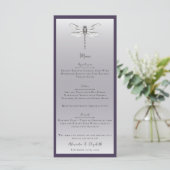 Donker Paarse Dragonfly Wedding Menu (Staand voorkant)