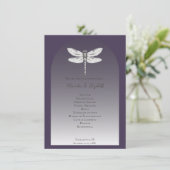 Donker Paarse Dragonfly Wedding Programma (Staand voorkant)