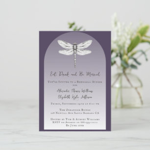 Donker Paarse Dragonfly Wedding Repetitie Diner Kaart