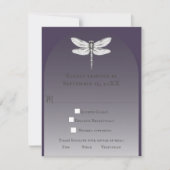 Donker Paarse Dragonfly Wedding RSVP Kaartje (Voorkant)