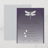 Donker Paarse Dragonfly Wedding RSVP Kaartje (Voorkant / Achterkant)