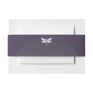 Donker Paarse Dragonfly Wedding Uitnodigingen Wikkel