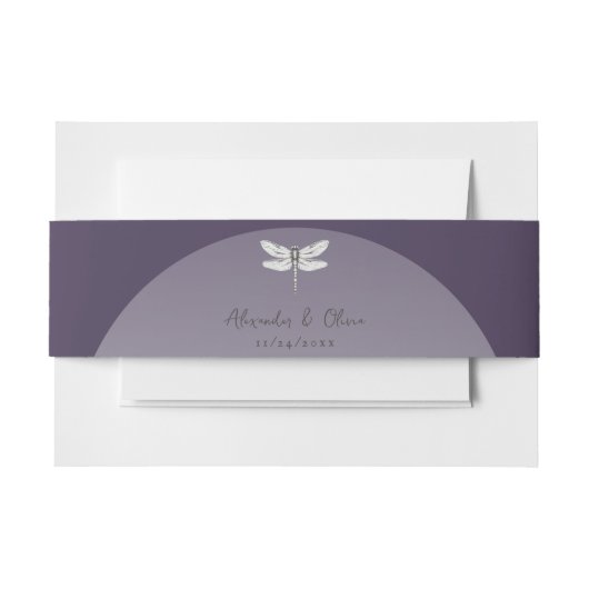 Donker Paarse Dragonfly Wedding Uitnodigingen Wikkel (Voorkant Voorbeeld)