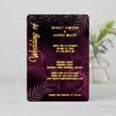 Donker paarse elegante stijlvolle bruiloft folie uitnodiging (Staand Voorkant)