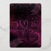 Donker paarse elegante stijlvolle bruiloft folie uitnodiging (Achterkant)