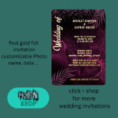 Donker paarse elegante stijlvolle bruiloft folie uitnodiging