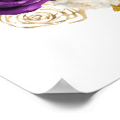 Donker Paarse en gouden elegante bloem verjaardags Poster (Hoek)