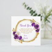 Donker Paarse en Gouden Elegante Bloemen Sweet Six Bedankkaart (Staand voorkant)