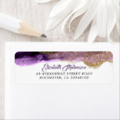 Donker Paarse en gouden Glitter Moderne Bruiloft Etiket (Insitu)