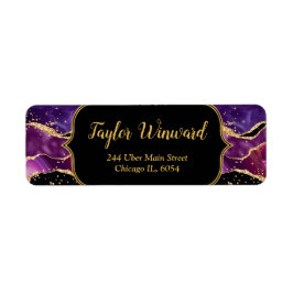 Donker Paarse en gouden pailletten Agaat Etiket