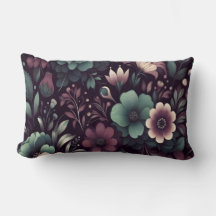 Donker Paarse en Groene Bloemen Patroon