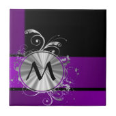 Donker paarse en monogram tegeltje (Voorkant)