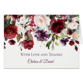 Donker Paarse en Rode Bloemen Bruiloft Dank u (Voorkant Horizontaal)