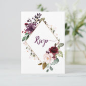 Donker Paarse en Rode Bloemen Ingelijste Menu Keuz (Staand voorkant)