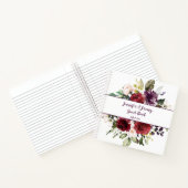 Donker Paarse en Rode Waterverf Bloemen Gastenboek Notitieboek (Binnen)