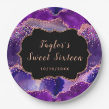 Donker Paarse en Roze Sequins Agaat Sweet Sixteen