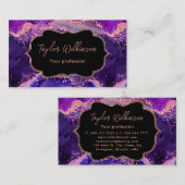 Donker Paarse en Roze Sequins Agaat Visitekaartje (Voorkant / Achterkant)