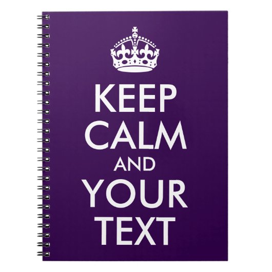 Donker Paarse en Witte Blijf kalm en Jouw tekst Notitieboek (Voorkant)