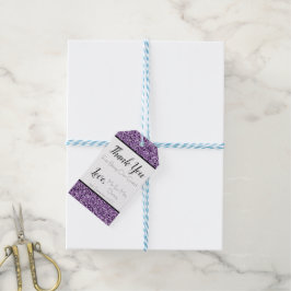 Donker Paarse Faux Glitter Favor Cadeau Labels Cadeaulabel