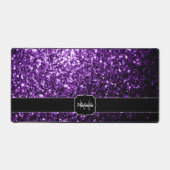 Donker paarse faux glitter fonkelt Monogram Bureaumat (Voorkant)
