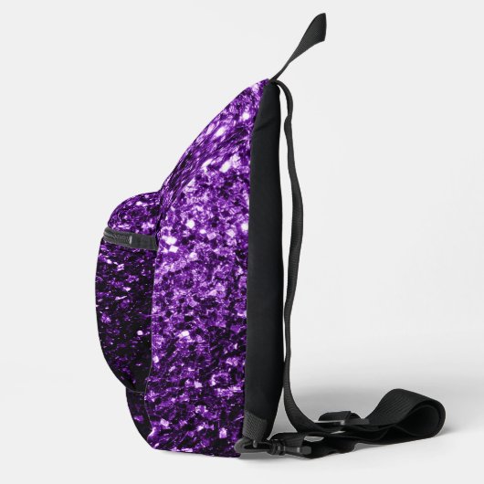 Donker paarse faux glitter schittert sling bag (Rechts)