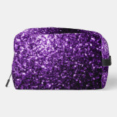 Donker paarse faux glitter schittert toilettasje (Achterkant)