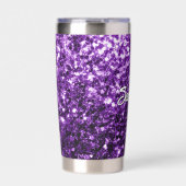 Donker paarse faux glitter sparkles Aangepaste naa Geïsoleerde Drinkbeker (Voorkant)
