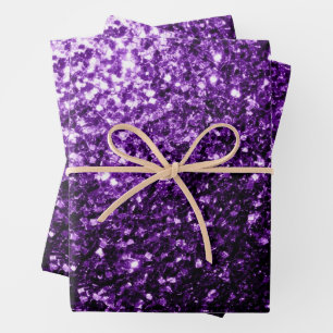 Donker paarse faux glitter sprankelt bling inpakpapier vel
