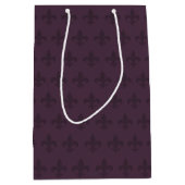 Donker Paarse Fleur de Lis Medium Cadeauzakje (Voorkant)