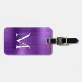 Donker Paarse Geborsteld Metalen Script Monogram G Bagagelabel (Voorkant horizontaal)