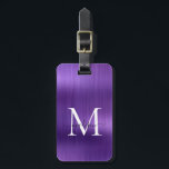 Donker Paarse Geborsteld Metalen Script Monogram G Bagagelabel<br><div class="desc">Modern Donker Paarse Geborsteld Metalen Script Monogram Schattige Bag Label</div>