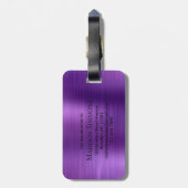 Donker Paarse Geborsteld Metalen Script Monogram G Bagagelabel (Achterkant verticaal)