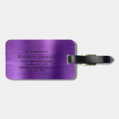 Donker Paarse Geborsteld Metalen Script Monogram G Bagagelabel (Achterkant horizontaal)